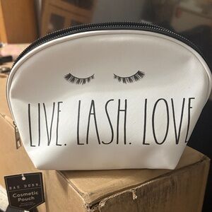 Rae Dunn White Makeup Bag with Eyelash Design